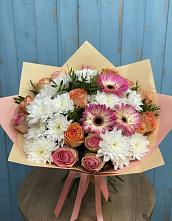 Букет цветов из:  Розы, Герберы и Хризантемы в Симе