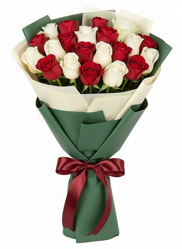 Букет Микс из красных и белых роз в Симе