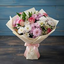 Букет цветов из:  Хризантемы, Альстромерии и Розы в Симе