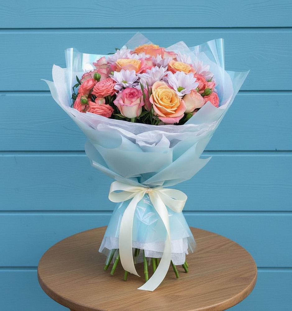 Букет цветов из: Хризантемы и Розы в Симе