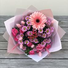 Букет цветов из:  Розы, Герберы и Хризантемы в Симе