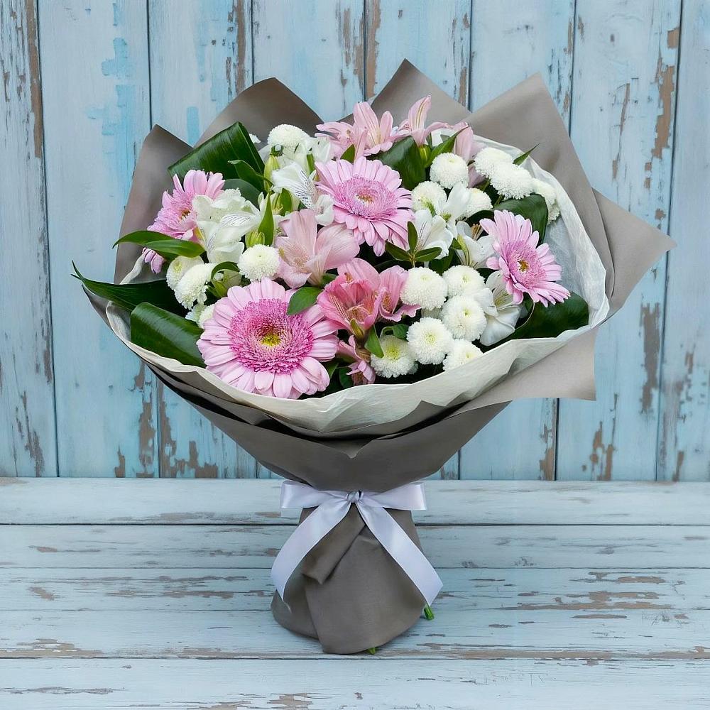 Букет цветов из: Герберы, Альстромерии и Хризантемы в Симе