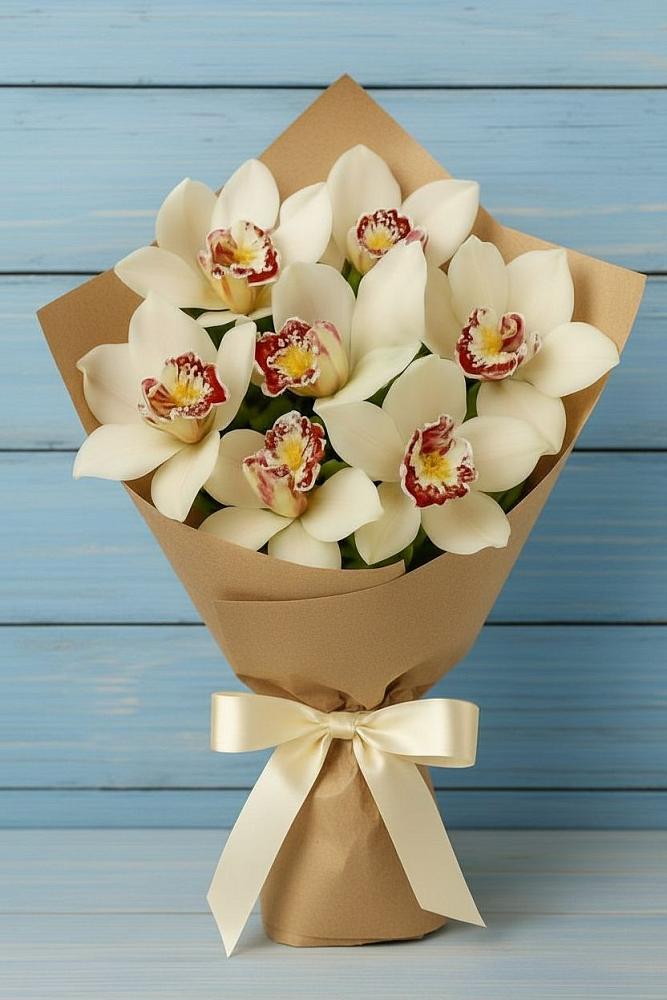 Букет цветов из: Орхидеи и Розы в Симе