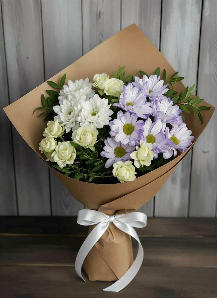 Букет цветов из: Хризантемы и Розы в Симе